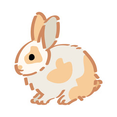 Wall Mural - Cute fluffy rabbit on white background