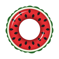 Wall Mural - Watermelon inflatable ring on white background