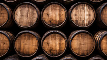 Brown Wooden Wine Beer Barrel Stacked Background