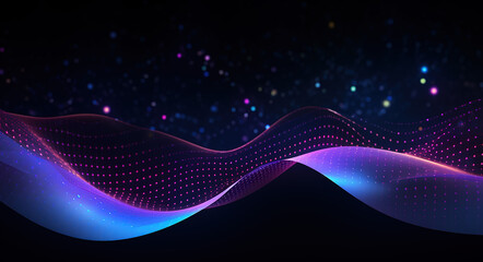 Technology digital Waves background banner background concept, motion waving particle texture