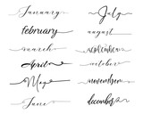 Fototapeta  - Set of written names of months on white background