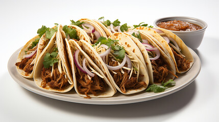 Wall Mural - A platter of pork carnitas tacos teaturing slow cooke UHD wallpaper Stock Photographic Image