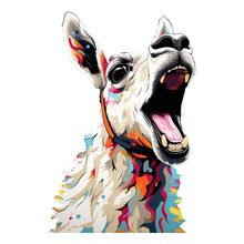 Watercolor Llama Funny Toung Expression  Colorful Isolated On Transparent Background . Generative AI