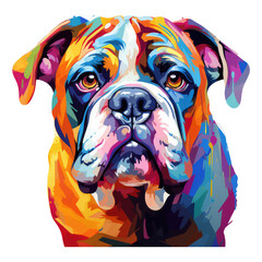 colourful english bulldog pop art isolated on transparent background . Generative AI