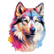siberian husky watercolor isolated on transparent background . Generative AI
