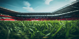 Fototapeta Sport - the grass is the view of a soccer stadium