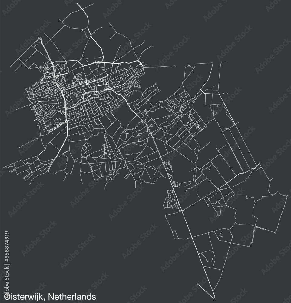 Detailed hand-drawn navigational urban street roads map of the Dutch ...