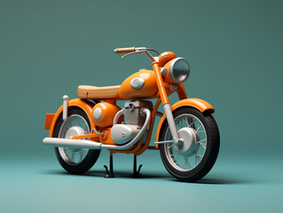 A classic motorcycle model isolated on solid background. Miniature size. 