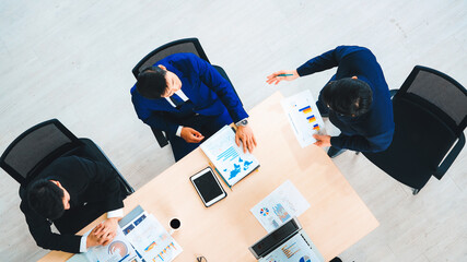 Poster - business people group meeting shot from top view in office . profession businesswomen, businessmen a