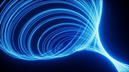 Poster - Abstract glowing particles trail, magic glow energy motion particles, 3d rendering.
