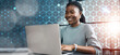 © Malambo C/peopleimages.com - Grid overlay, business woman and computer in office for email work and digital planning. Working, African female professional and technology for website development job reading research information