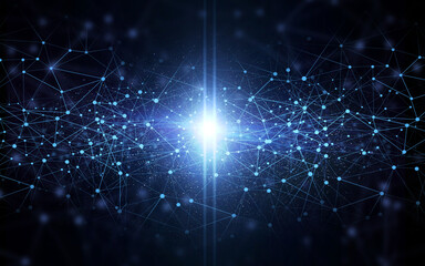 Wall Mural - light, black background and space network with galaxy and pattern graphic with vortex wallpaper. sta