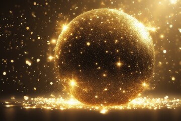 Wall Mural - gold light sphere ball with glitter sparkles radiance and glowing shimmer explosion magic glow sphere