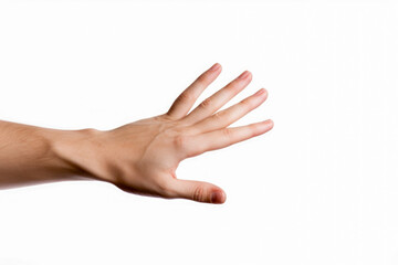 Female hand isolated on white background.