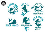 Fototapeta Konie - Beautiful Mermaid logo vector template