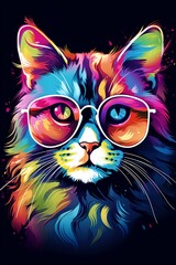  Fantasy Cat in Vibrant Multicolored Sunglasses