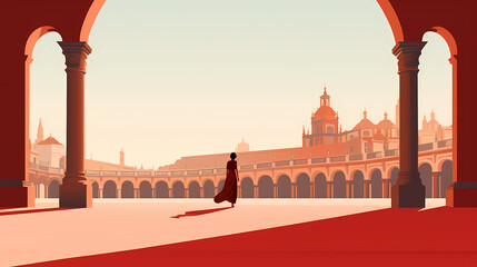 Wall Mural - Illustration of beautiful view of the city of Sevilla, Spain