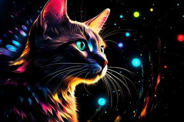 Canvas Print - Colorful illustration of a cat