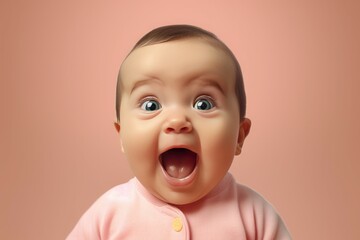 Baby excited happy sweet. Person infant. Generate Ai