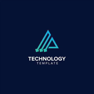 Alphabet Letter A Technology Logo Design Pixel Element.
