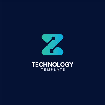 Alphabet Letter Z Technology Logo Design Pixel Element.