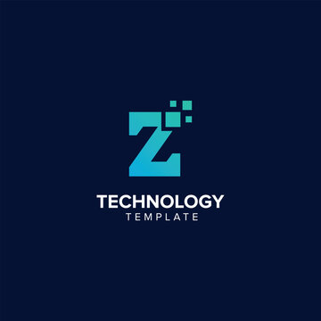 Alphabet Letter Z Technology Logo Design Pixel Element.