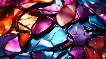 Sticker - Close up of bunch of shiny metal pieces of different colors.