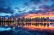© Iftikhar alam - Cityscape of Hong Kong at sunset with reflection in the water, Beautiful view of downtown Vancouver skyline, British Columbia, Canada, AI Generated