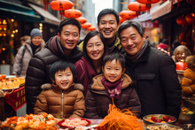 Chinese Family Celebrating Chinese New Year. Christmas Concept.