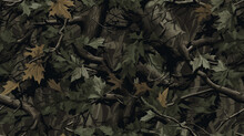 Green Forest Camouflage Seamless Pattern Wallpaper Illustration On Black Background