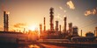 © aboutmomentsimages - Oil refinery plant at dusk, view of oil and gas petrochemical industrial. Network of steel pipelines at Refinery factory