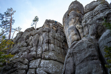 Naklejka na meble Rocks in the mountains. Blue sky and trees. Nature park