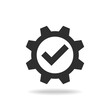 Technical specifications conformity graphic icon. Gear with check mark isolated sign on white background. Vector illustration