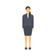 © nagamushi studio - 立っている女性会社員。フラットなベクターイラスト。A standing female office worker. Flat designed vector illustration.