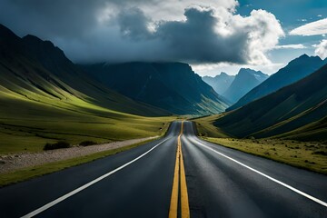 Wall Mural - A breathtaking mountain pass with a winding road and panoramic views of the valley