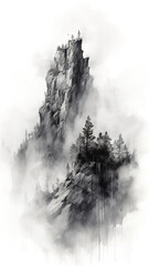 Wall Mural - ai black and white landscape art painting