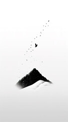 Wall Mural - ai black and white landscape art painting