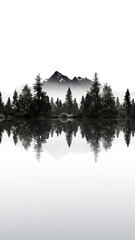 Wall Mural - ai black and white landscape art painting