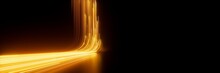 3d rendering, abstract neon background. Modern wallpaper with glowing gold vertical lines