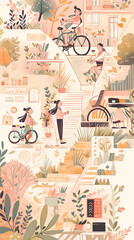 Naklejka na meble Generative AI, Illustrating Green Living: Daily Climate Actions