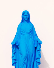 Wall Mural - Blue Virgin Mary white background religious statue saint Maria traditional icon 3d illustration render digital rendering	