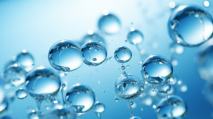 Poster - Water drops close up on blue background