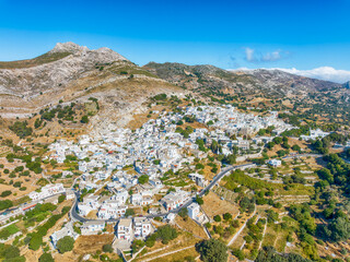 Wall Mural - Landscape with Apeiranthos town, mountain village on the island of Naxos in Greece Cyclades 