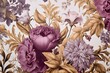 Purple and gold themed Renaissance inspired floral illustration vintage background, mockup, wedding invitation, junk journal 