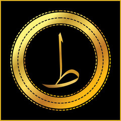 Arabic Alphabet thuluth golden style 
Arabic typography on black circles design 
