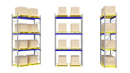 isolated warehouse shelves and racking.