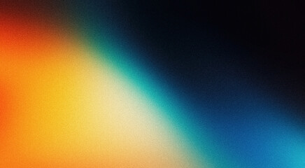 Wall Mural - yellow orange glowing blue teal black noise texture gradient background grainy dark vibrant banner p