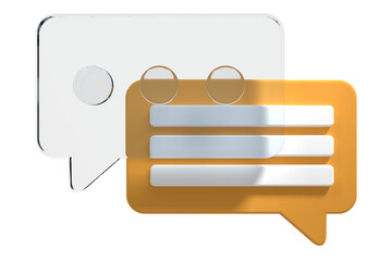 Poster - 3D speech bubble icon. Empty speech bubble. Chat 3d render. Social media notification icon. Glass morphism style. 3D rendering