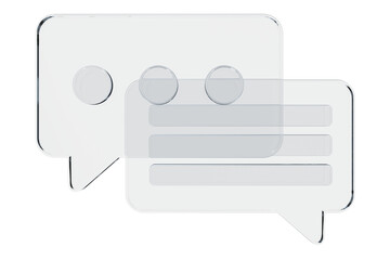 Poster - 3D speech bubble icon. Empty speech bubble. Chat 3d render. Social media notification icon. Glass morphism style. 3D rendering