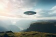 UFO hovering above faraway world. Generative AI